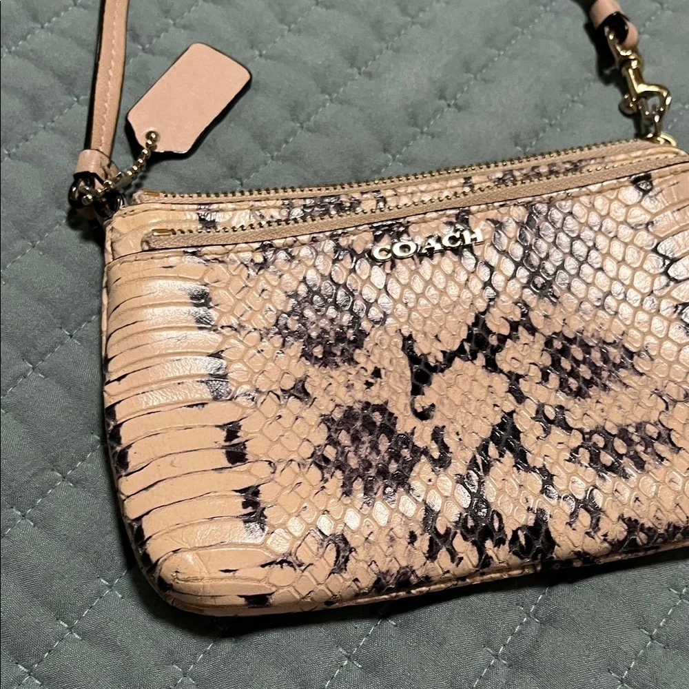 Coach Beige Snake Print small Clutch